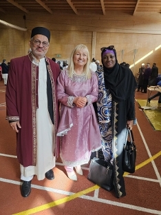 CLLR DORRIAN WITH  IMAM, ABDUL HAMID QURESHI AND AISHA BAKO 
